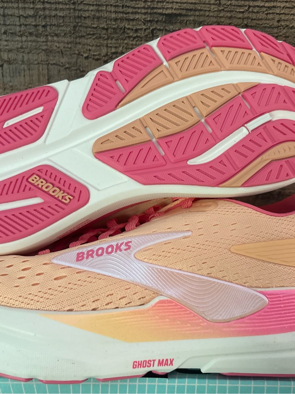 Brooks Ghost Max Women's Running Shoes - Peach & Hot Pink Accents - Picture 3 of 9
